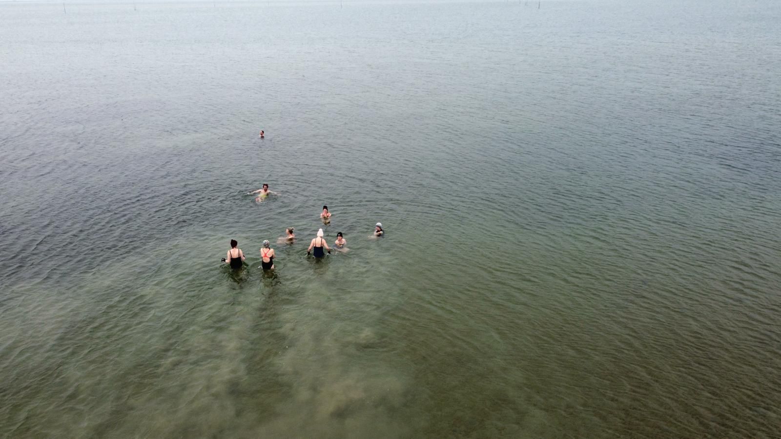 Picture of Esther taking a dip in Poland